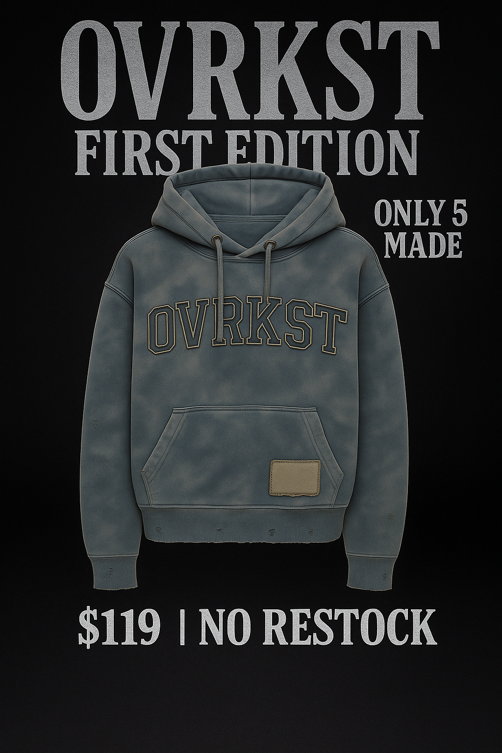 OVRKST First Edition Distressed Hoodie – Drop 001 (Only 5 Made)